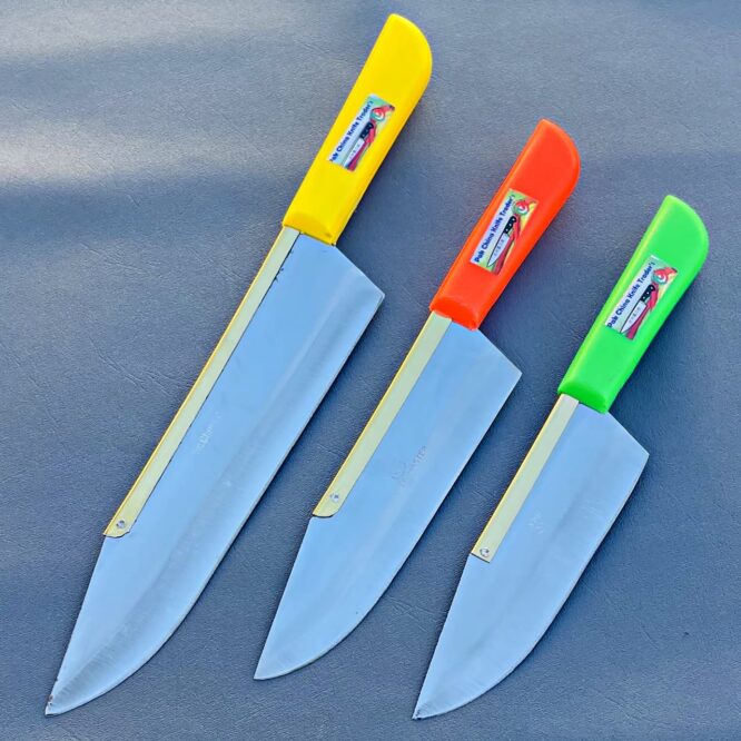 Stainless steel chef knife set 3 pcs with moulded handles