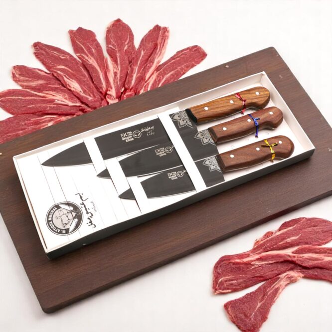 Premium Quality 3-Piece Handmade QURBANI Knife Set – High Grade Alloy Spring Steel (C75/SK5) with Rosewood Handles - Image 8